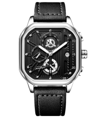 Poedagar PD18SLBKL | Silver Black Leather