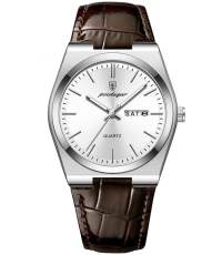 Poedagar PD17SWRL | Silver White Brown Leather