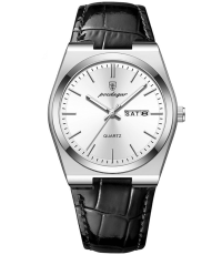 Poedagar PD17SWBL | Silver White Black Leather
