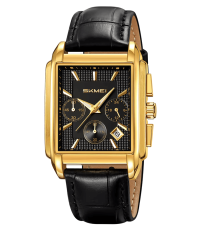 Skmei W137LGDBK | Gold Black Leather