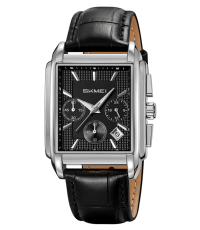 Skmei W137LSIBK | Silver Black Leather