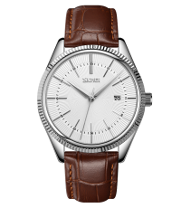 Skmei W138SRL | Silver Brown Leather