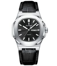 Poedagar PD44SLBKL | Silver Black Leather